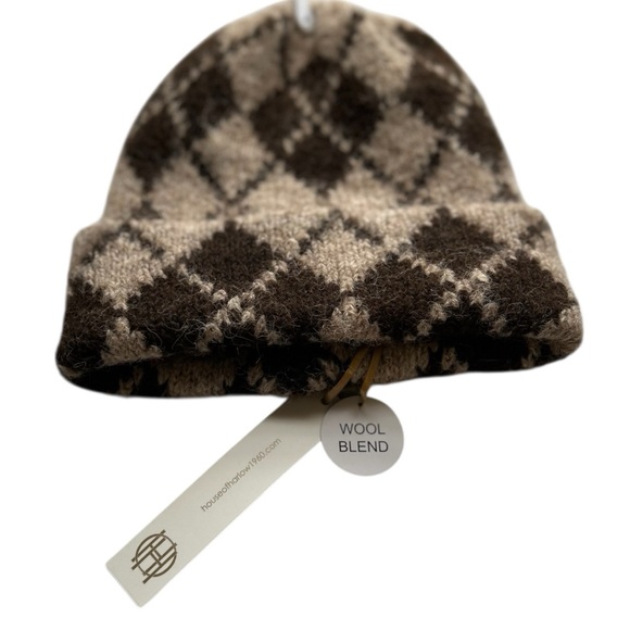 House of Harlow Wool Blend Argyle Beanie Hat - Picture 3 of 9
